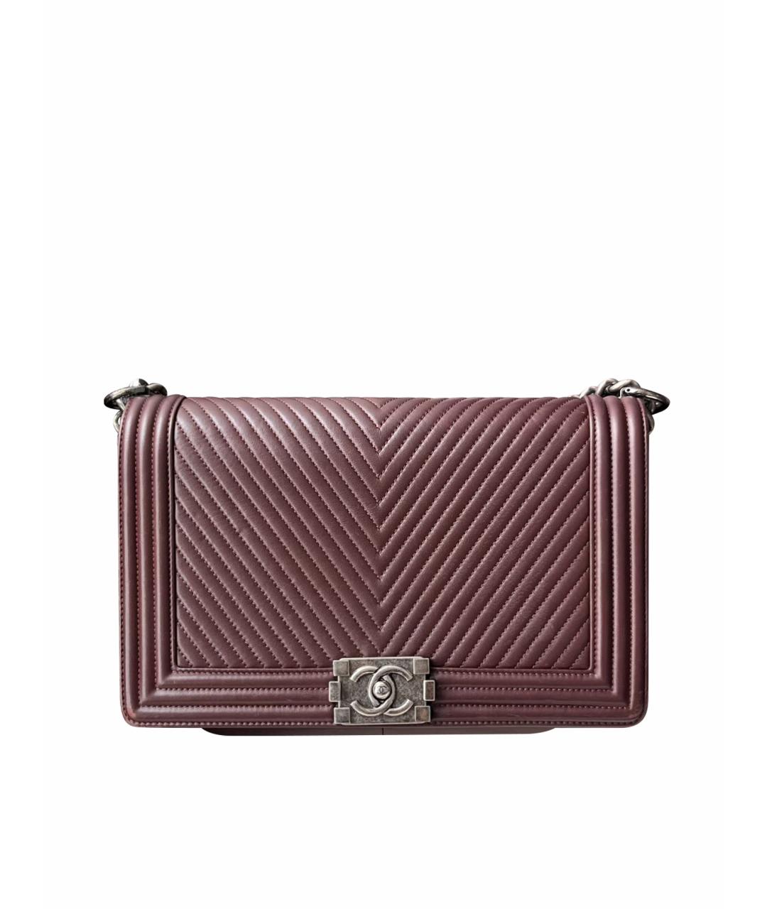 CHANEL Бордовая кожаная сумка через плечо, фото 1
