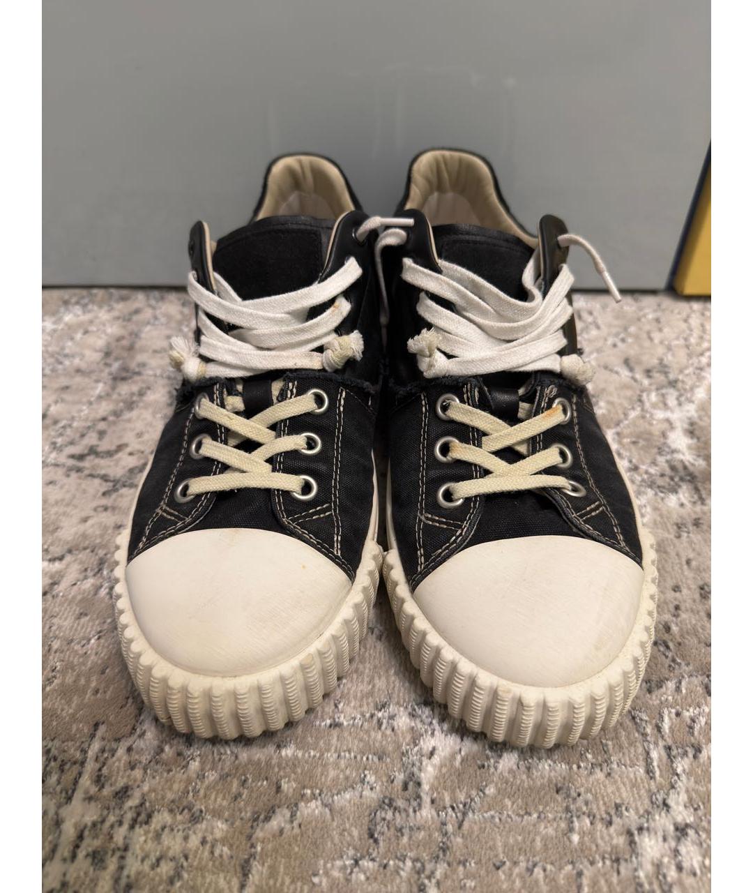 MAISON MARGIELA Черные кожаные низкие кроссовки / кеды, фото 2