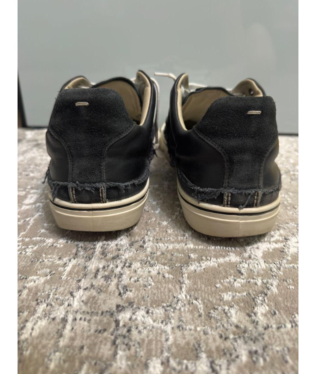 MAISON MARGIELA Черные кожаные низкие кроссовки / кеды, фото 4