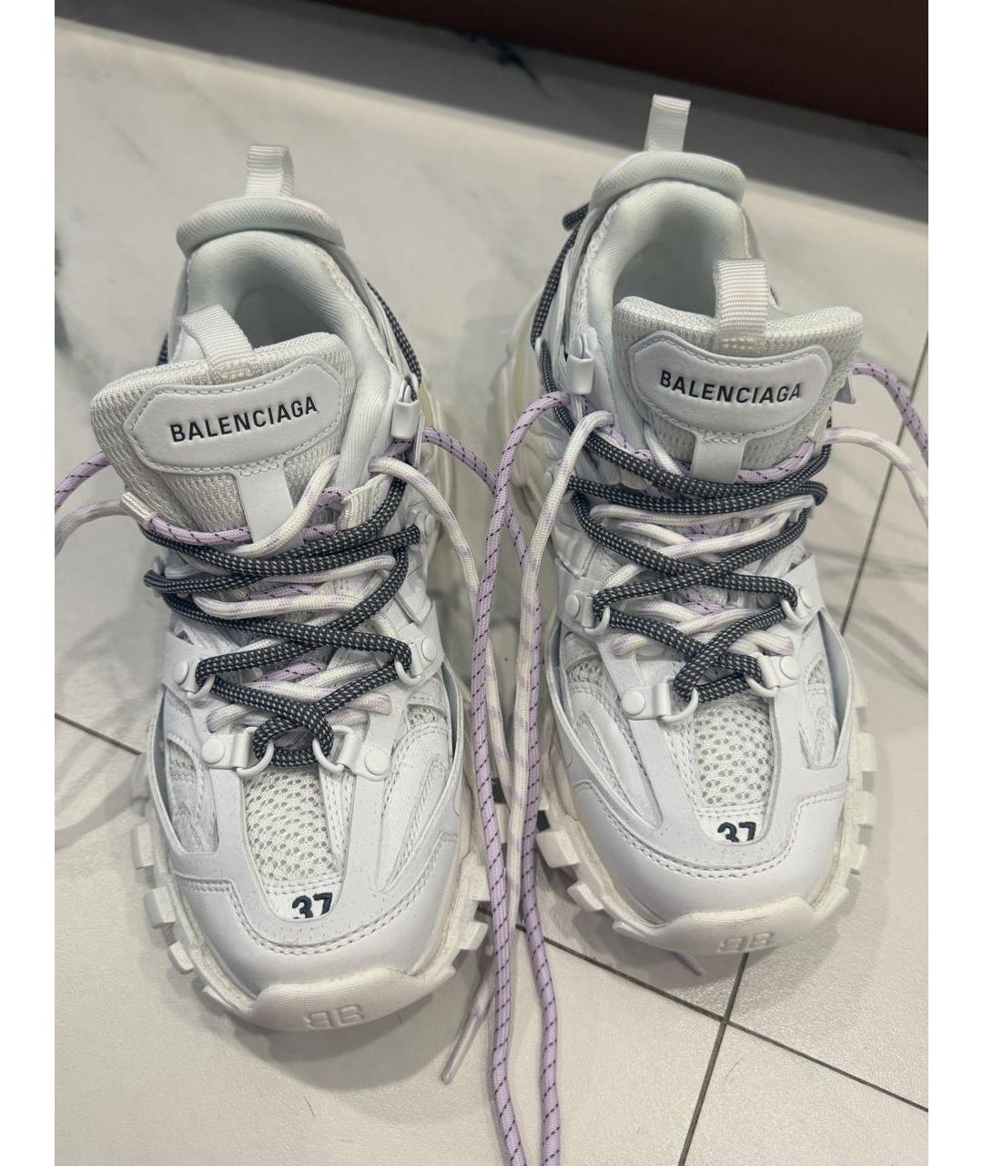 BALENCIAGA Белые кожаные кроссовки, фото 2