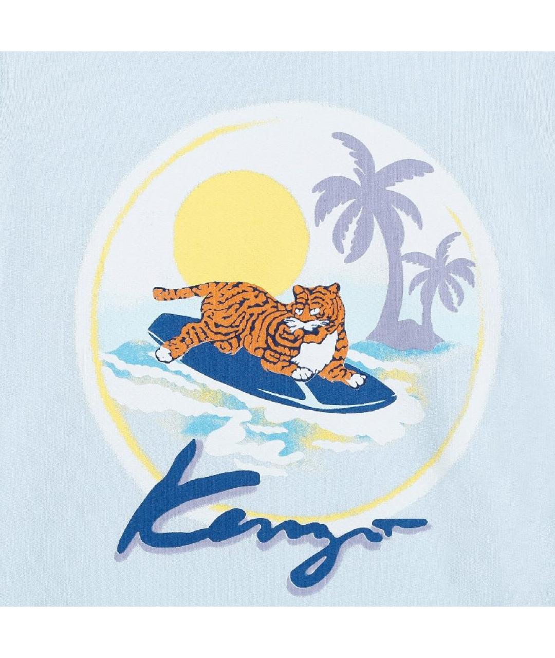 KENZO Голубая хлопковая детская футболка, фото 3