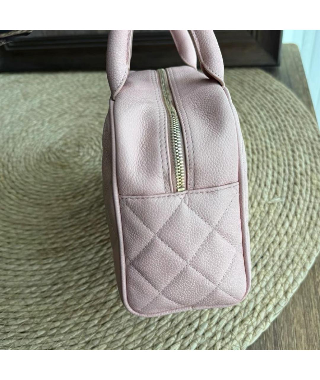 CHANEL Розовая кожаная сумка с короткими ручками, фото 6