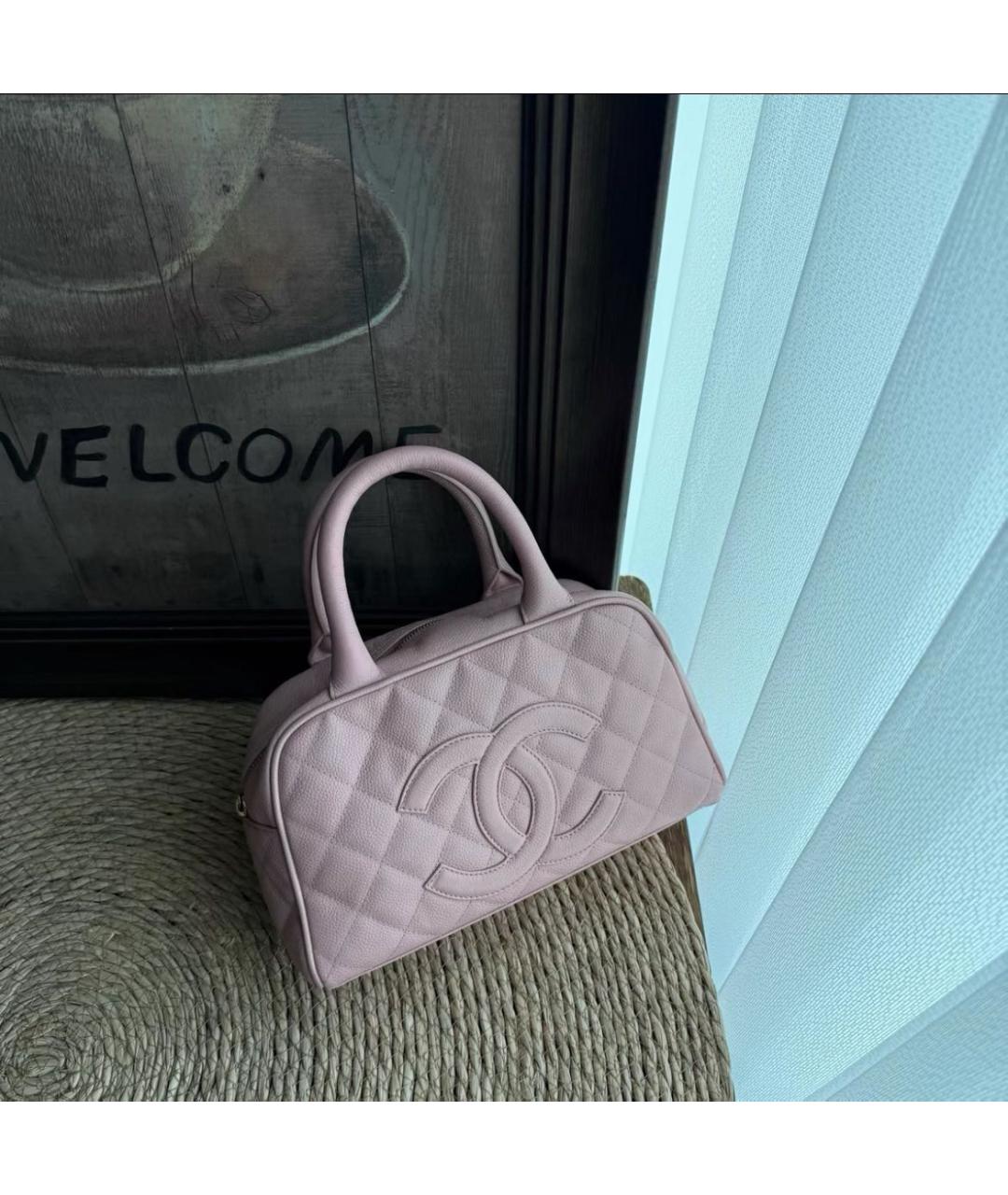 CHANEL Розовая кожаная сумка с короткими ручками, фото 2