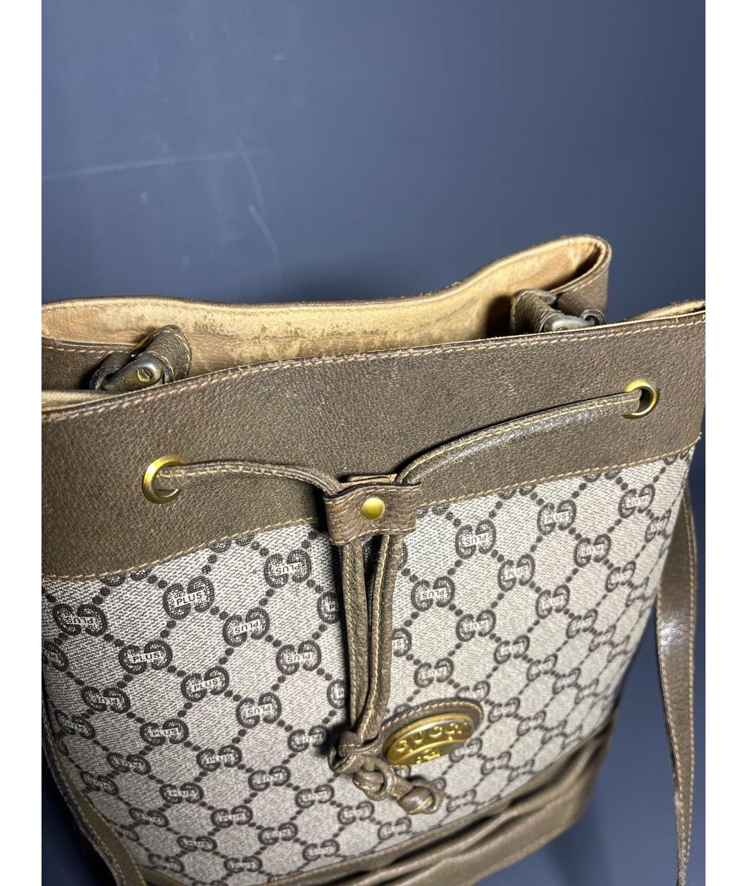 GUCCI Коричневая кожаная сумка тоут, фото 7