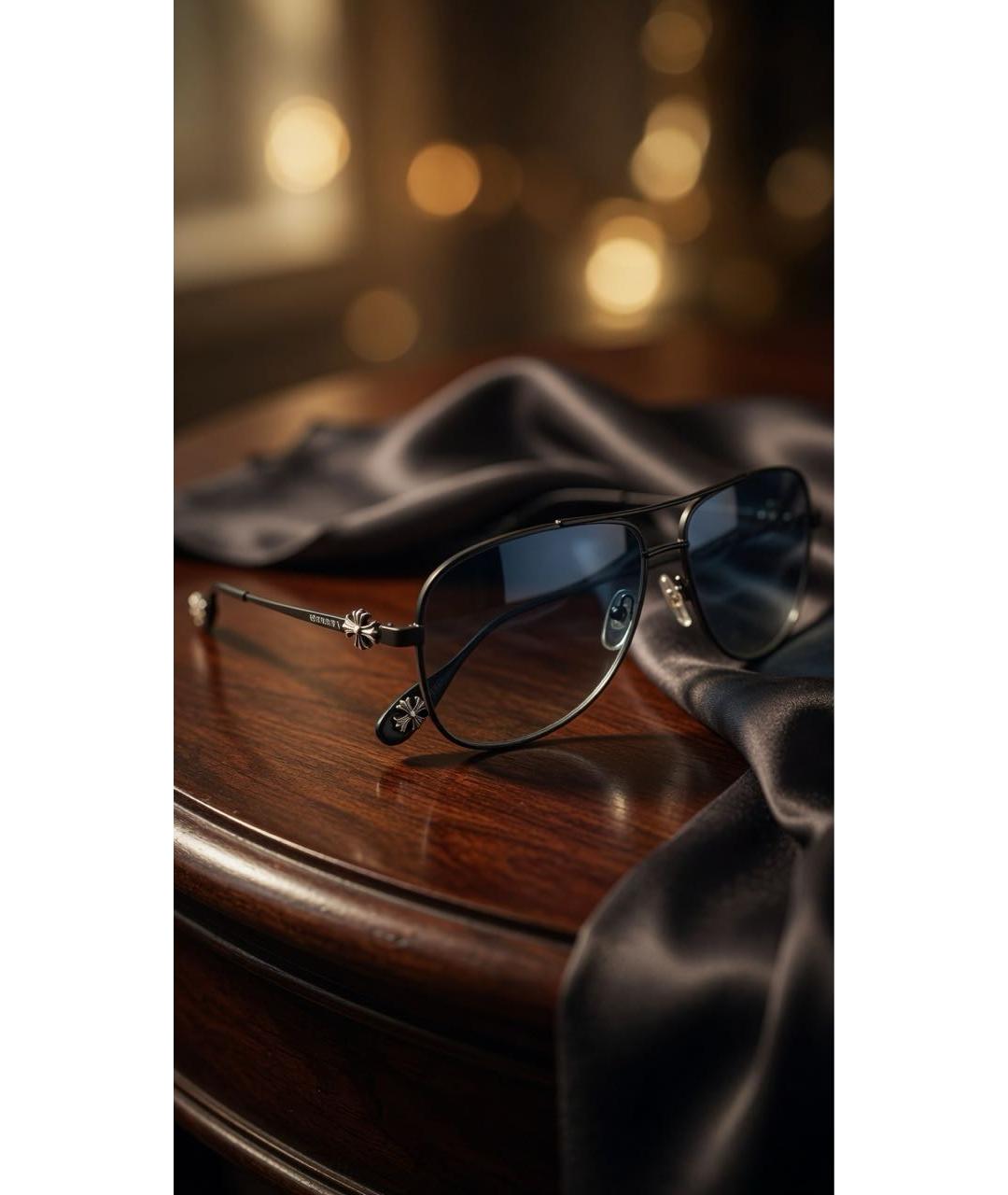 CHROME HEARTS Антрацитовые металлические солнцезащитные очки, фото 5