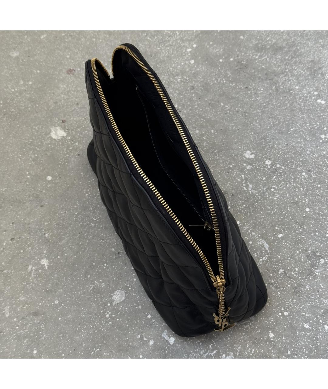 SAINT LAURENT Черная кожаная пляжная сумка, фото 8