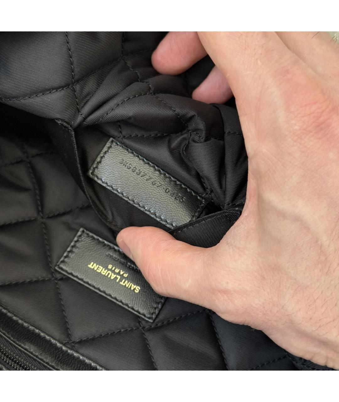 SAINT LAURENT Черная кожаная пляжная сумка, фото 7