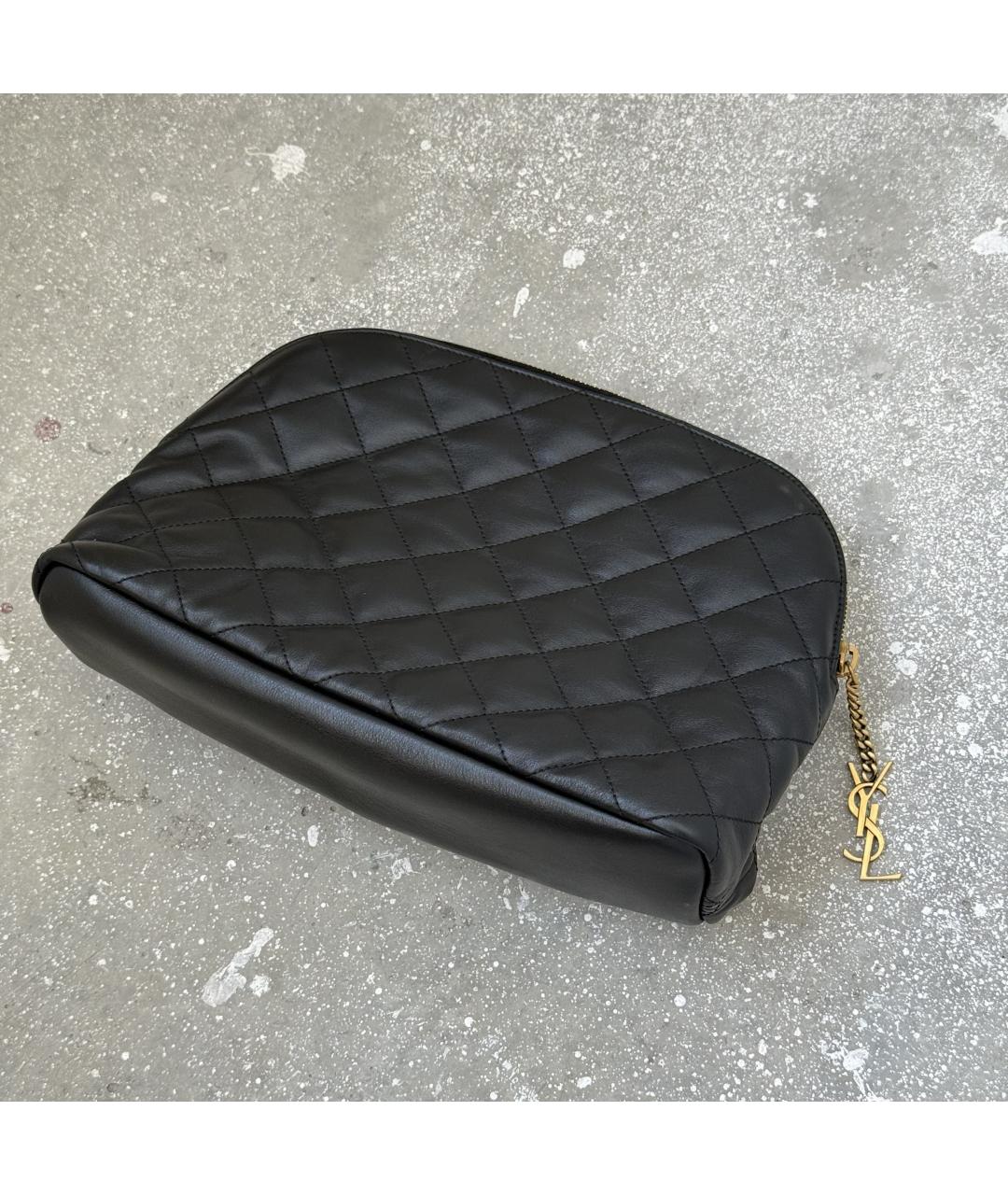 SAINT LAURENT Черная кожаная пляжная сумка, фото 2