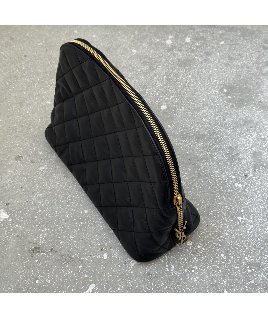 SAINT LAURENT Черная кожаная пляжная сумка, фото 3
