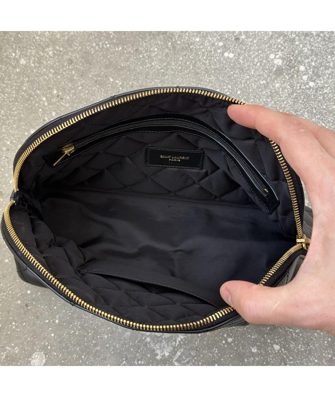 SAINT LAURENT Черная кожаная пляжная сумка, фото 5