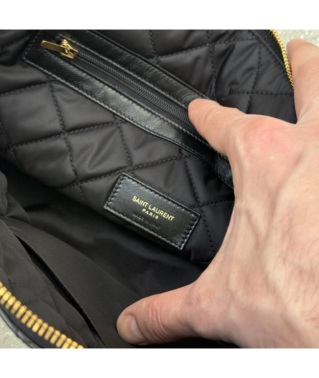 SAINT LAURENT Черная кожаная пляжная сумка, фото 6