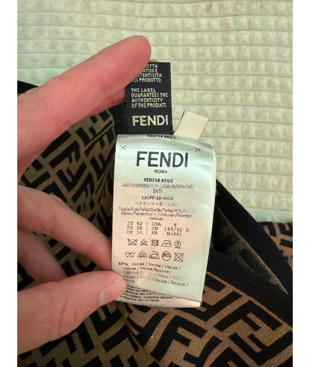 FENDI Мульти вискозное повседневное платье, фото 5