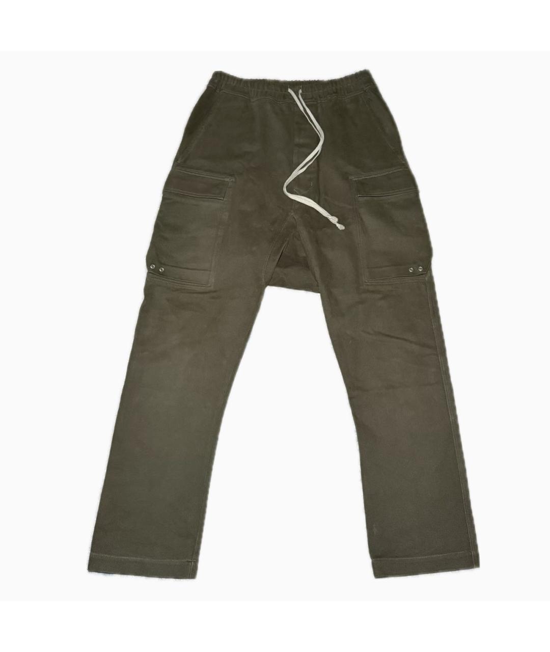 RICK OWENS Хаки хлопковые повседневные брюки, фото 1