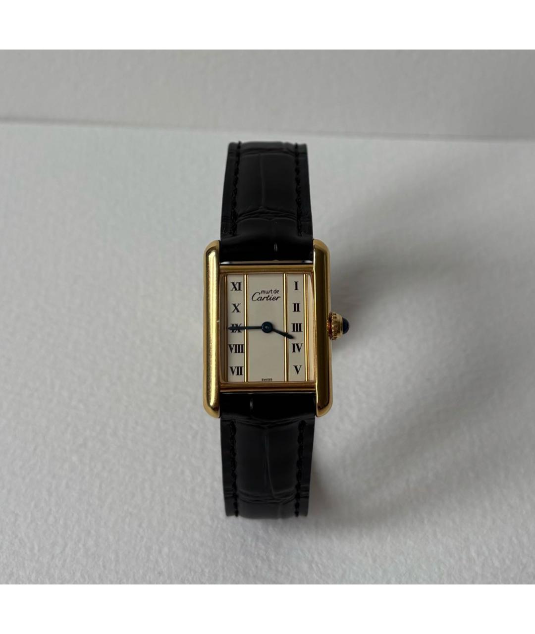 CARTIER Черные позолоченные часы, фото 6
