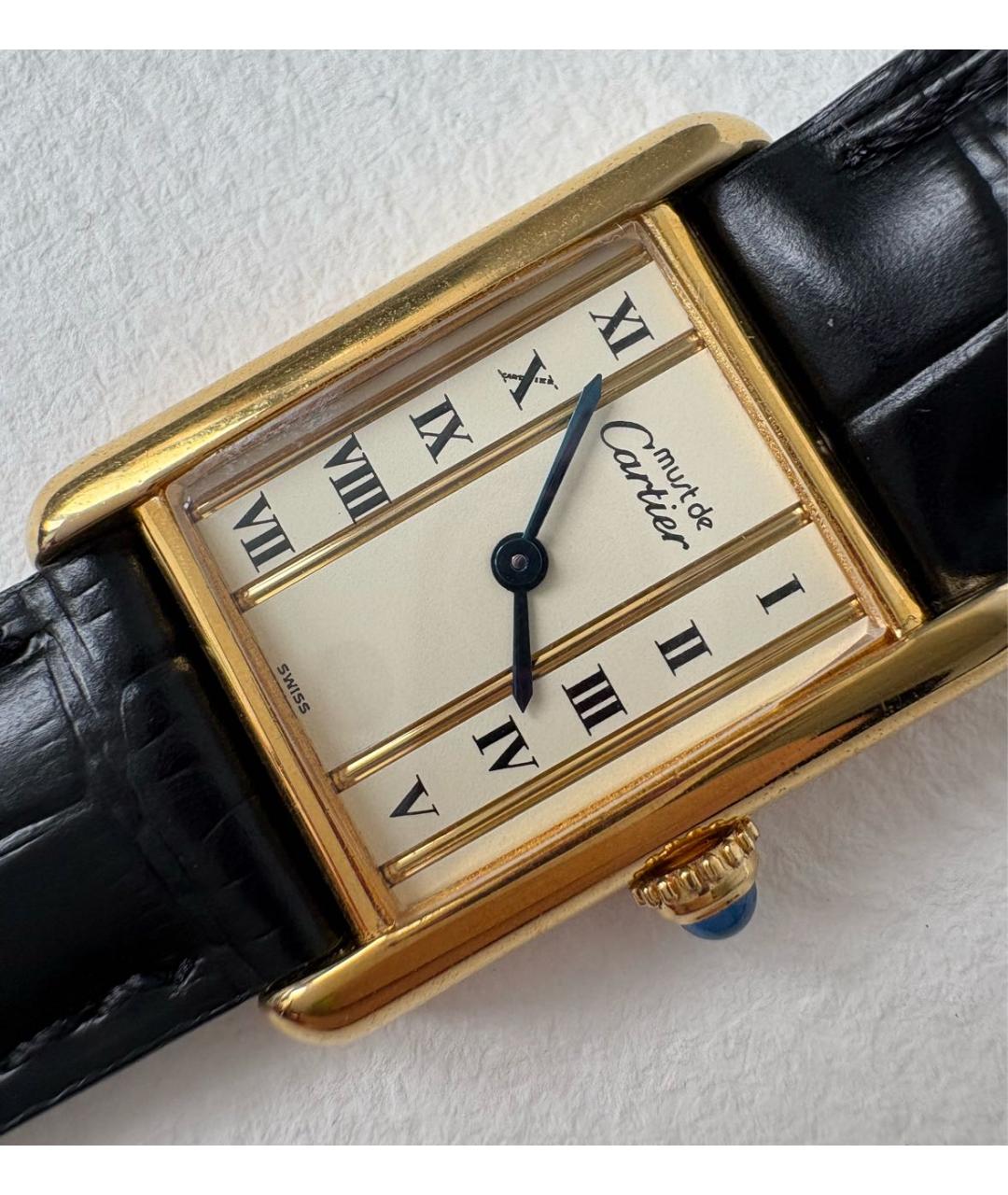 CARTIER Черные позолоченные часы, фото 2