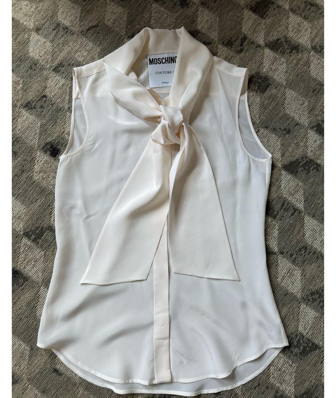 BOUTIQUE MOSCHINO Белая шелковая блузы, фото 9