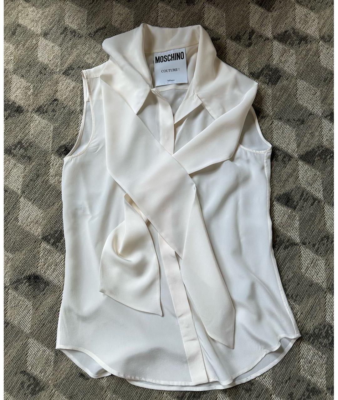BOUTIQUE MOSCHINO Белая шелковая блузы, фото 7