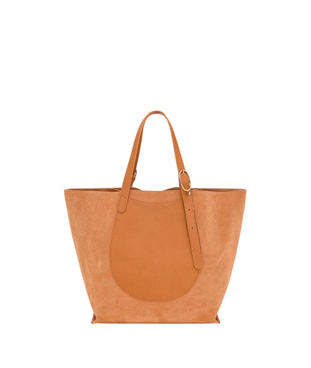 LONGCHAMP Коричневая кожаная сумка тоут, фото 1