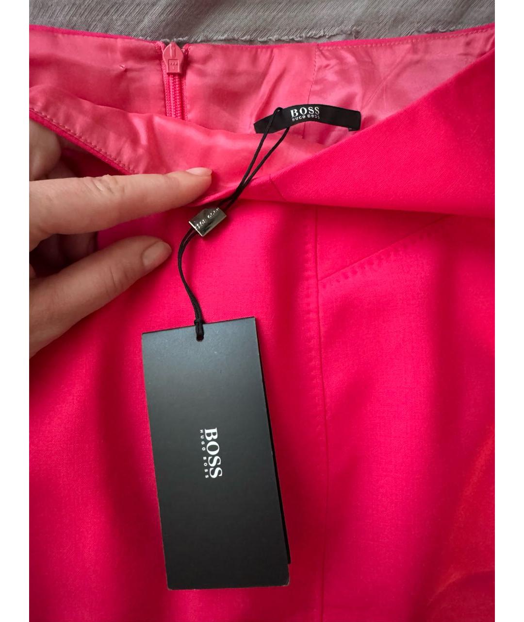HUGO BOSS Розовая шерстяная юбка миди, фото 4