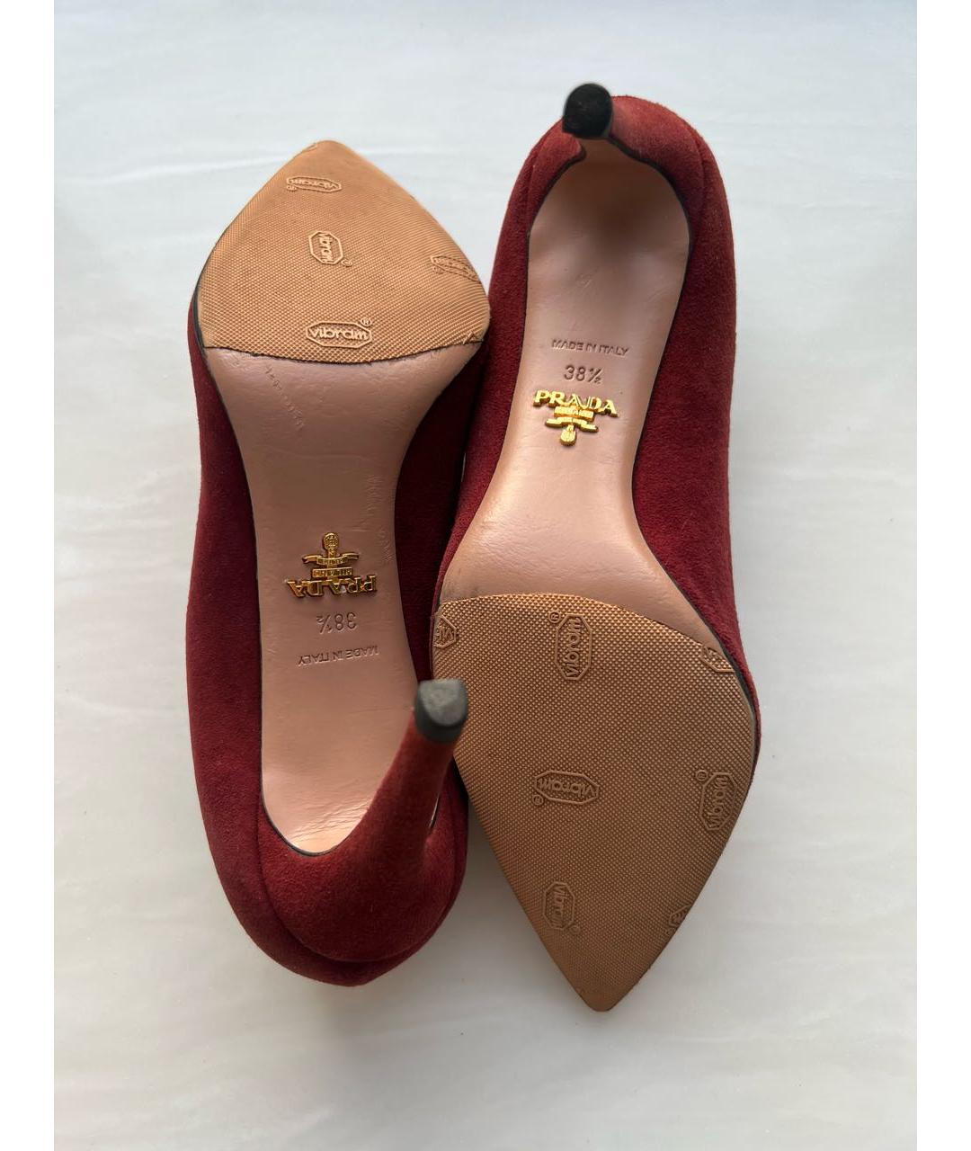 PRADA Бордовые замшевые туфли, фото 6