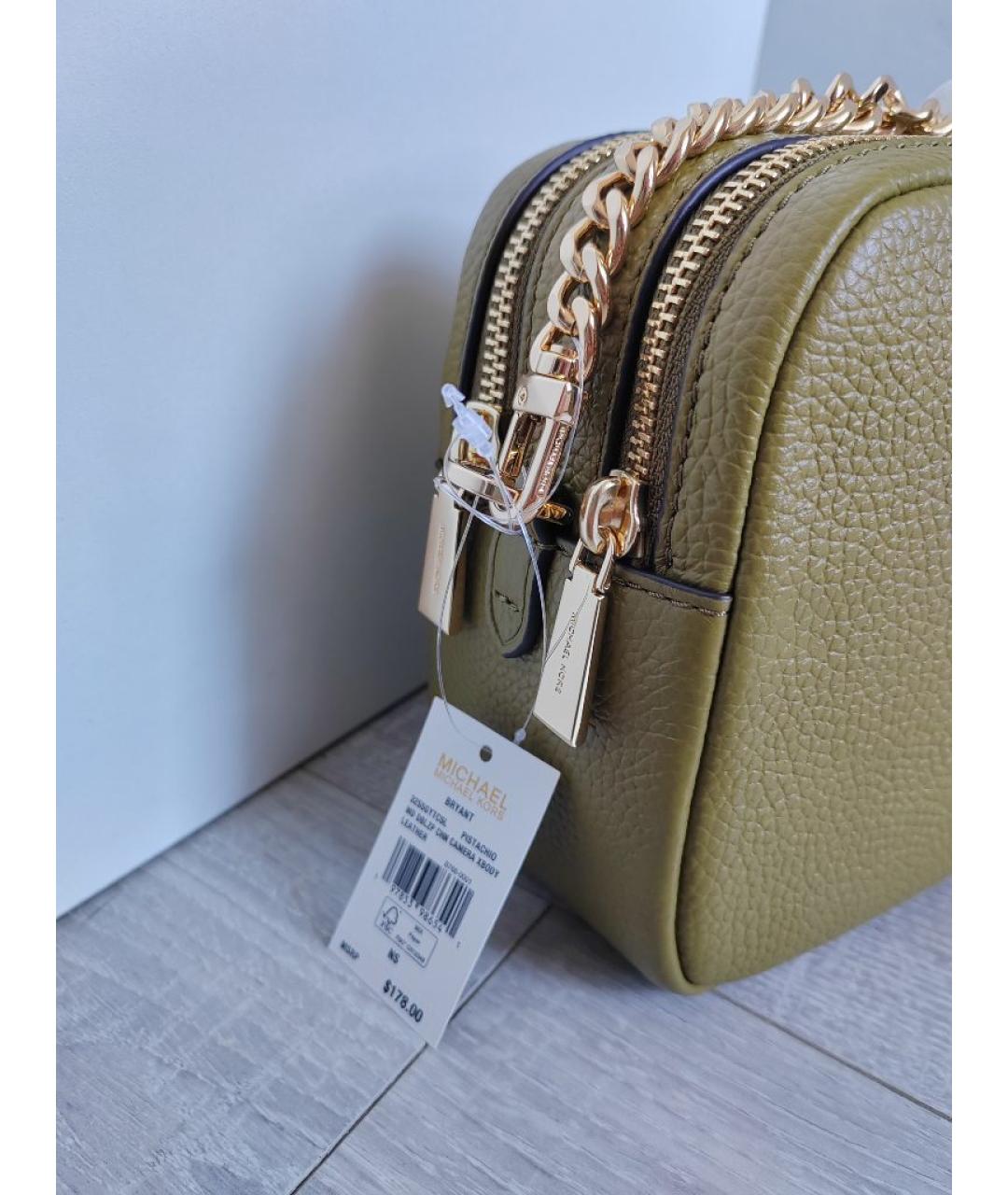 MICHAEL KORS Хаки кожаная сумка через плечо, фото 6