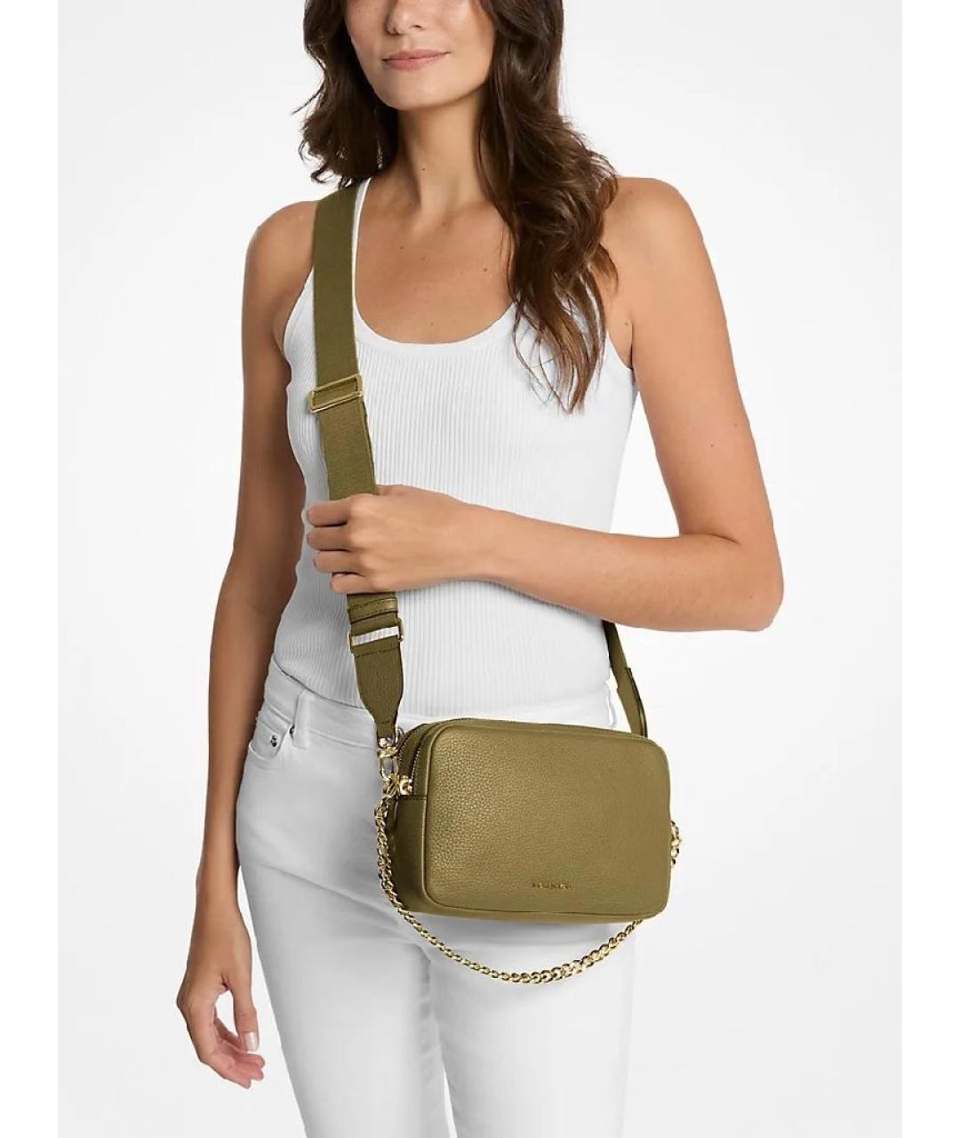 MICHAEL KORS Хаки кожаная сумка через плечо, фото 4