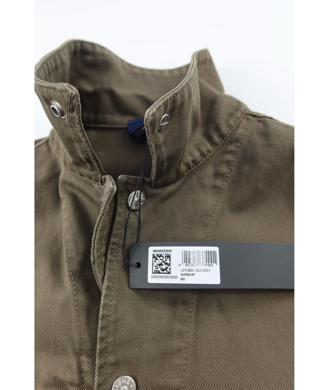 STONE ISLAND Хаки хлопковая кэжуал рубашка, фото 7