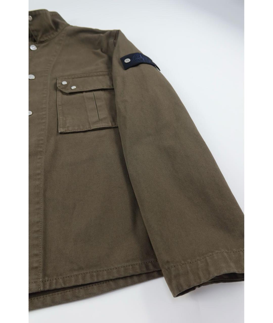 STONE ISLAND Хаки хлопковая кэжуал рубашка, фото 3