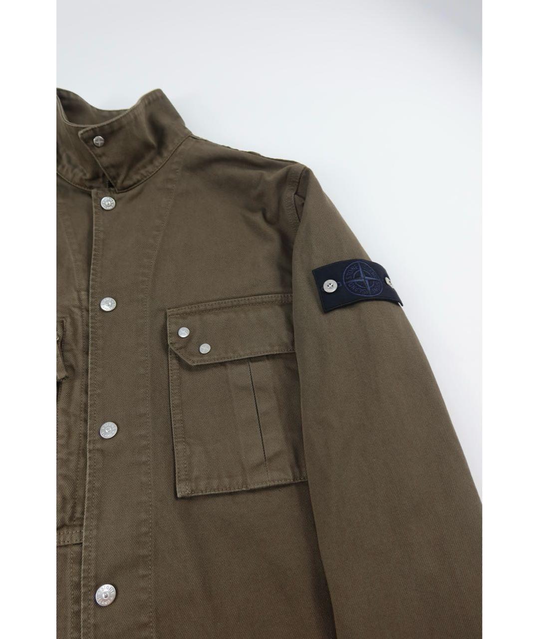 STONE ISLAND Хаки хлопковая кэжуал рубашка, фото 2