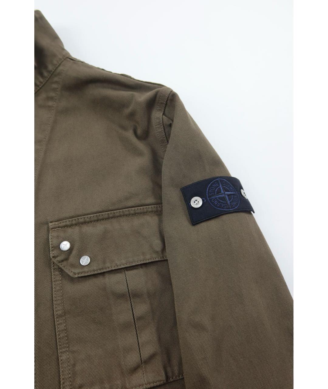 STONE ISLAND Хаки хлопковая кэжуал рубашка, фото 5