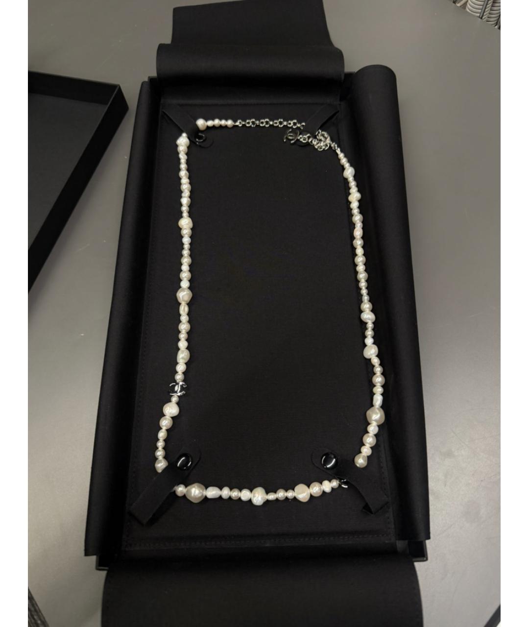 CHANEL Белое жемчужное колье, фото 3