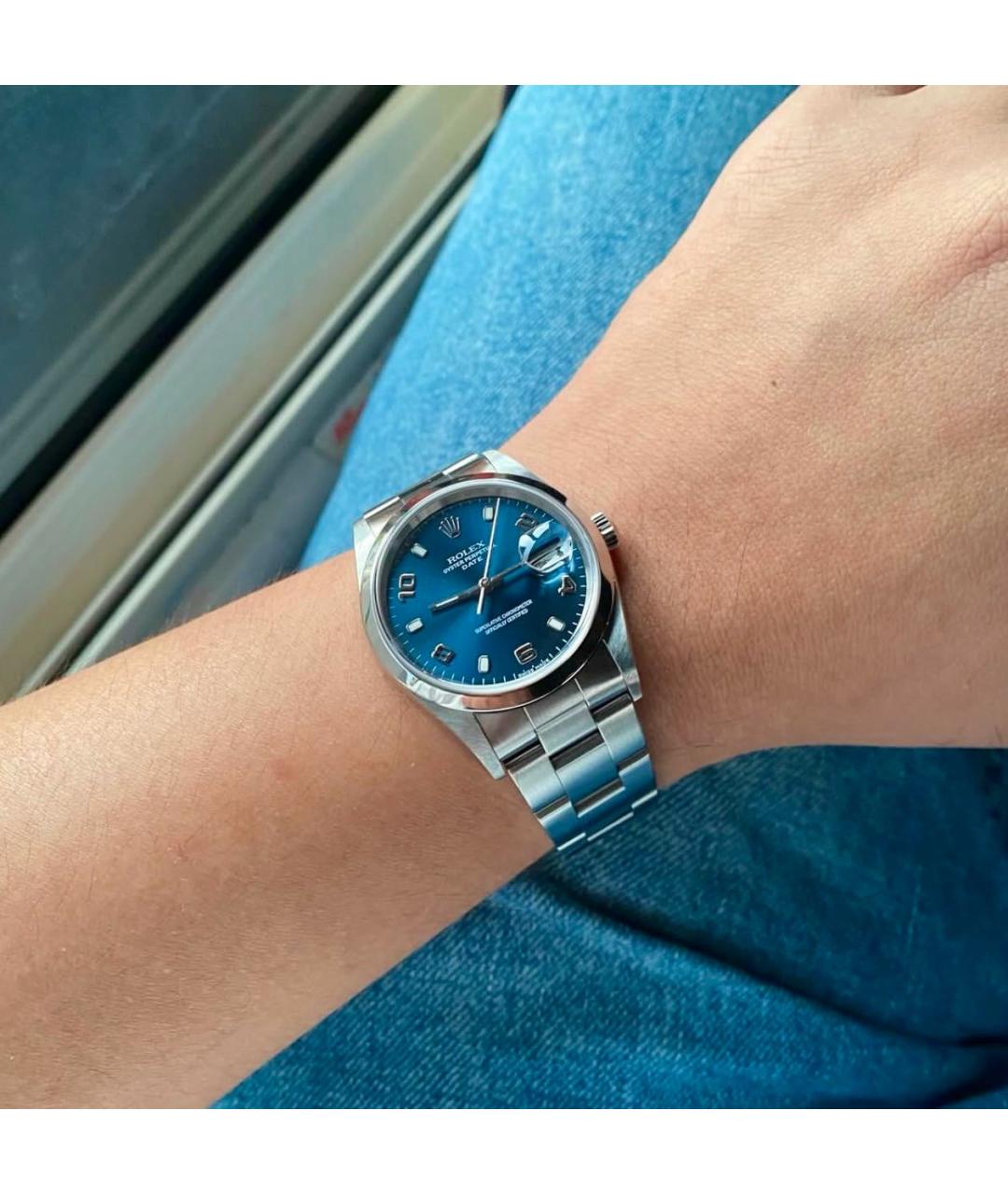 ROLEX Темно-синие металлические часы, фото 6