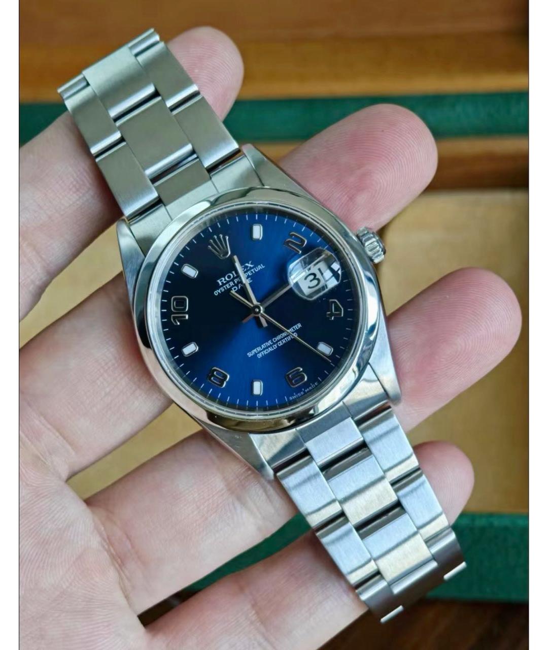 ROLEX Темно-синие металлические часы, фото 4