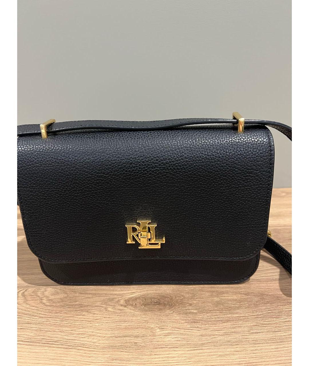 RALPH LAUREN COLLECTION Черная кожаная сумка через плечо, фото 3