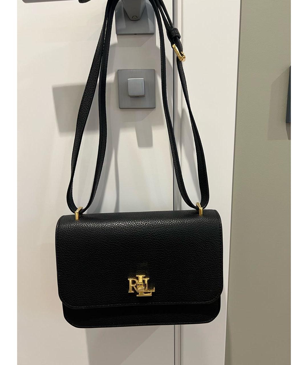 RALPH LAUREN COLLECTION Черная кожаная сумка через плечо, фото 8