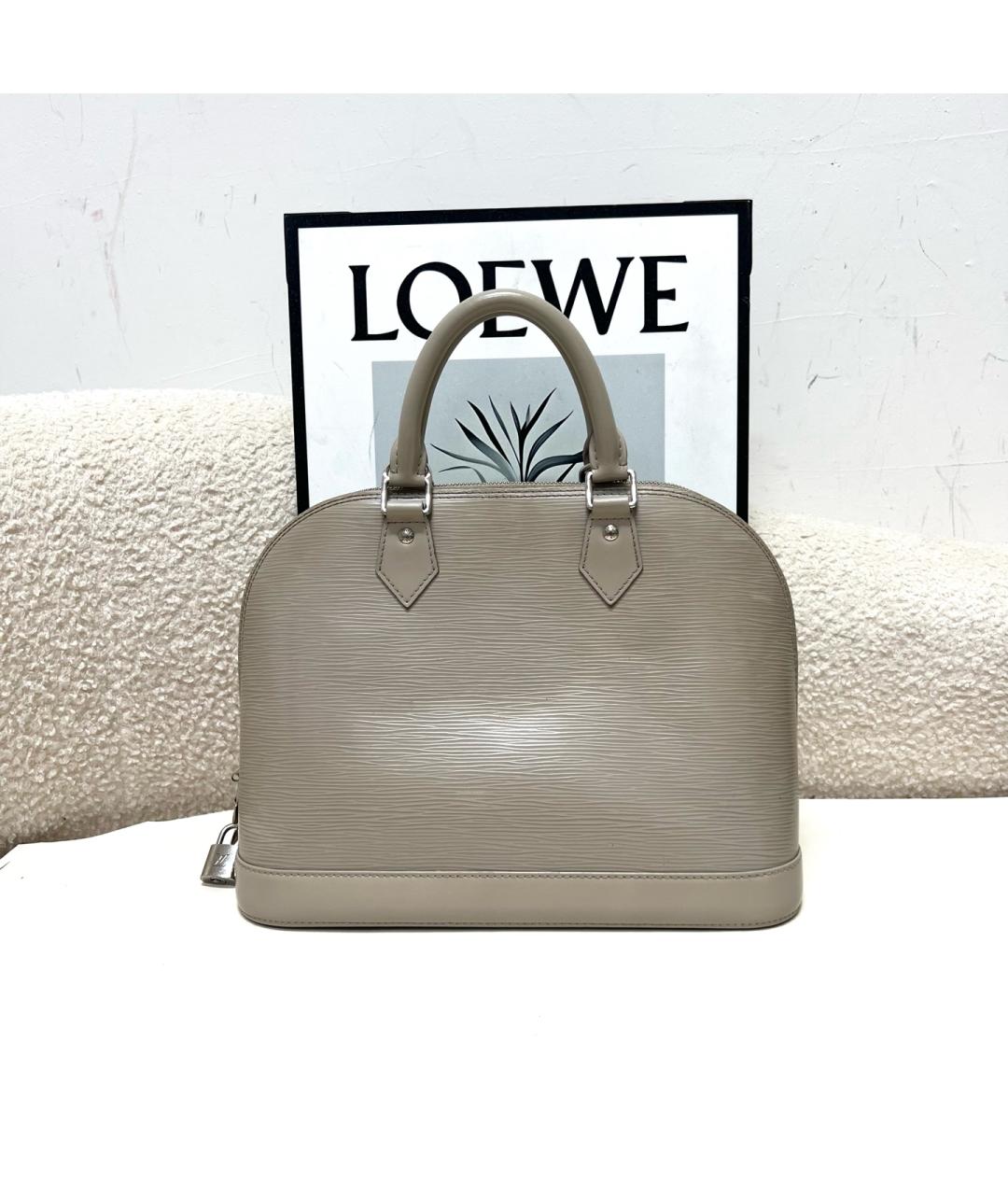 LOUIS VUITTON Серая кожаная сумка с короткими ручками, фото 5
