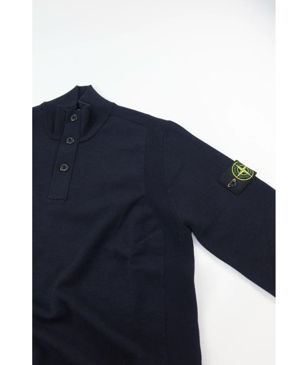 STONE ISLAND Темно-синий шерстяной джемпер / свитер, фото 3