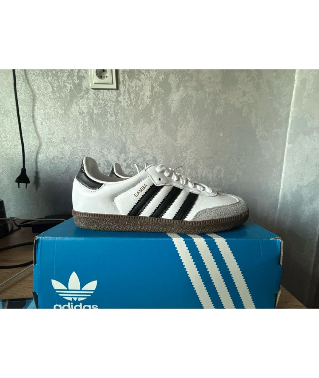 ADIDAS Белые кожаные кроссовки, фото 9