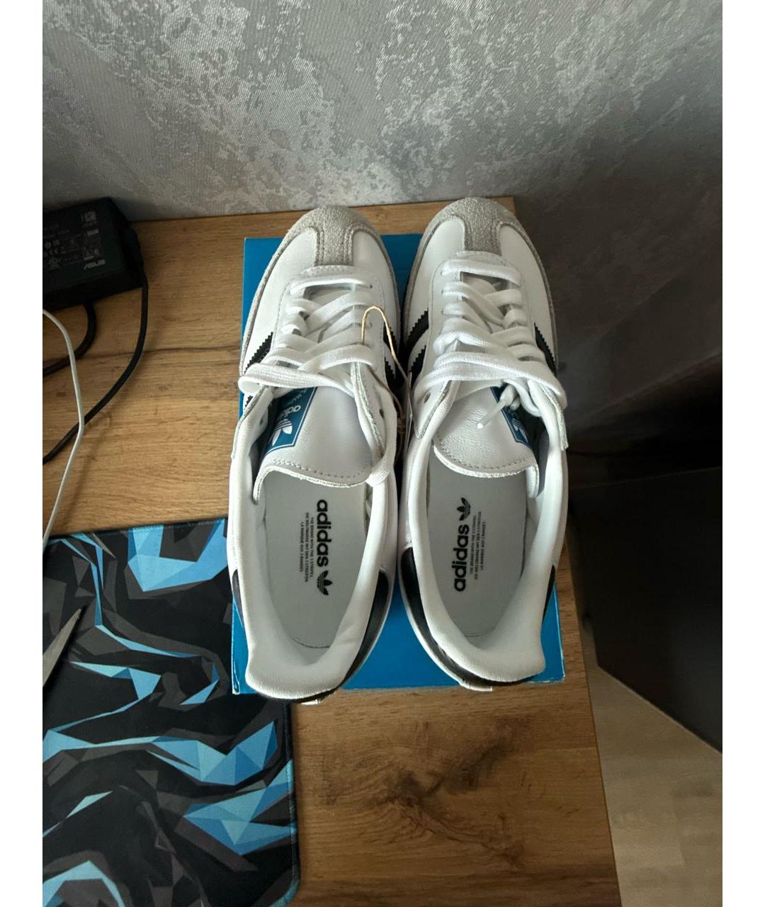 ADIDAS Белые кожаные кроссовки, фото 6