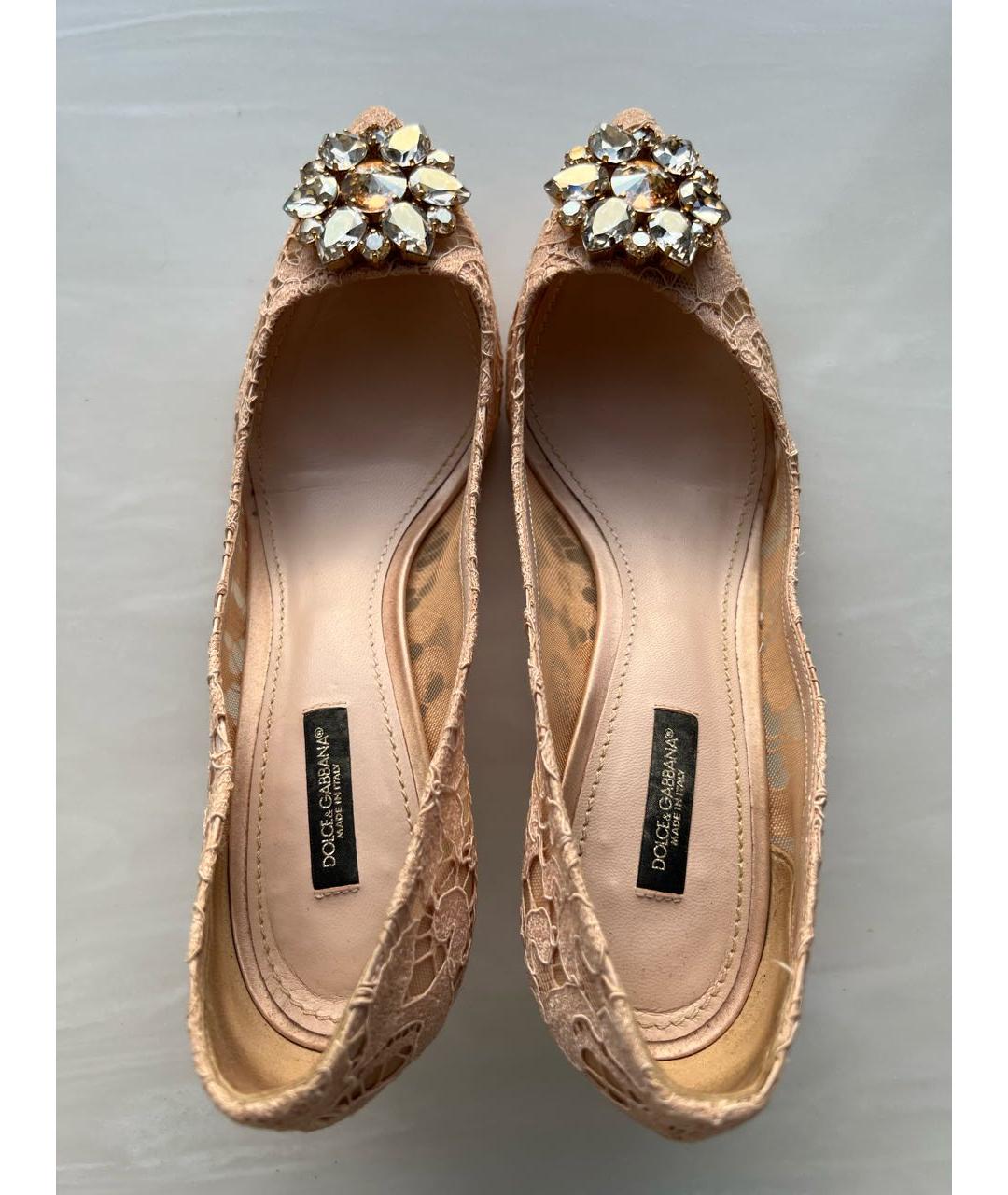 DOLCE&GABBANA Бежевые текстильные туфли, фото 3