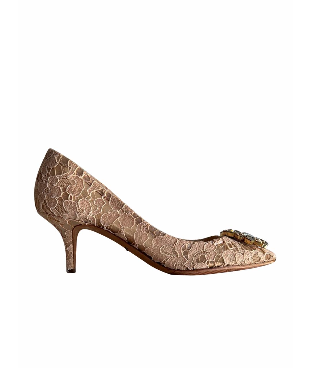 DOLCE&GABBANA Бежевые текстильные туфли, фото 1