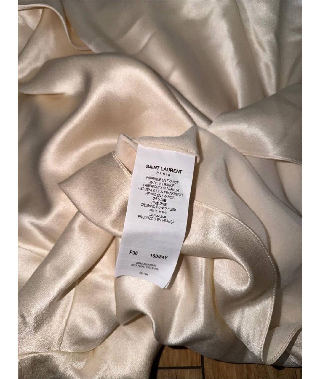 SAINT LAURENT Бежевая шелковая блузы, фото 3