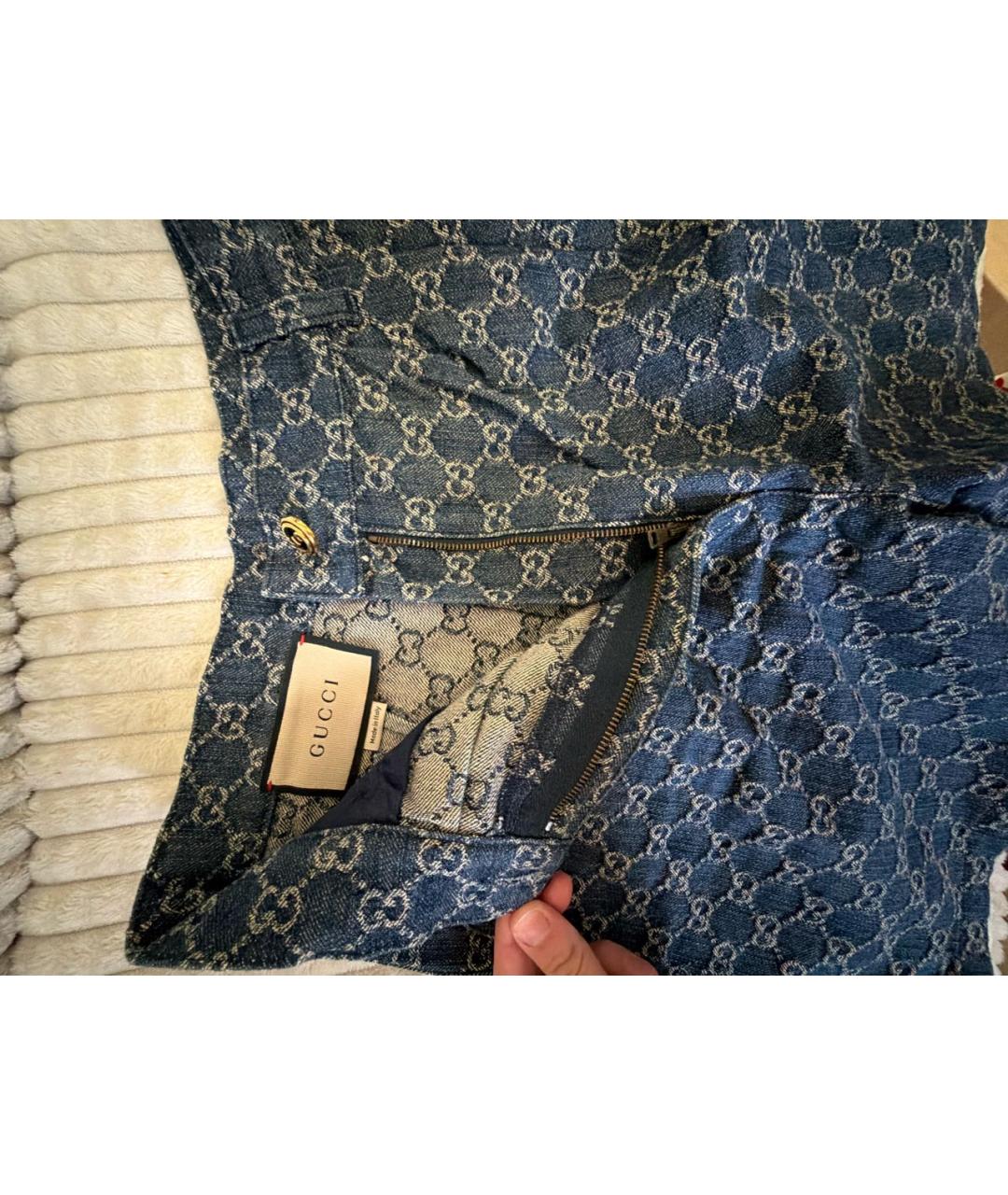 GUCCI Темно-синие деним шорты, фото 3
