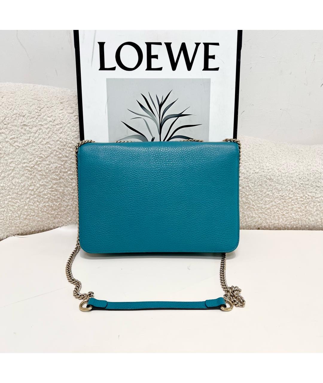 GUCCI Бирюзовая кожаная сумка через плечо, фото 2