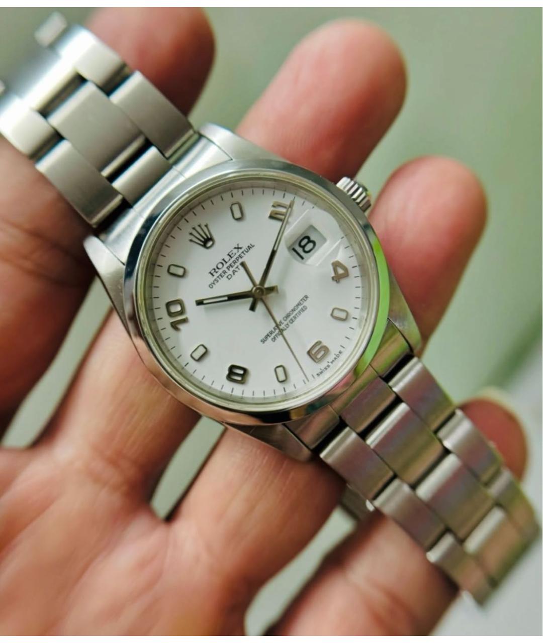 ROLEX Белые металлические часы, фото 4