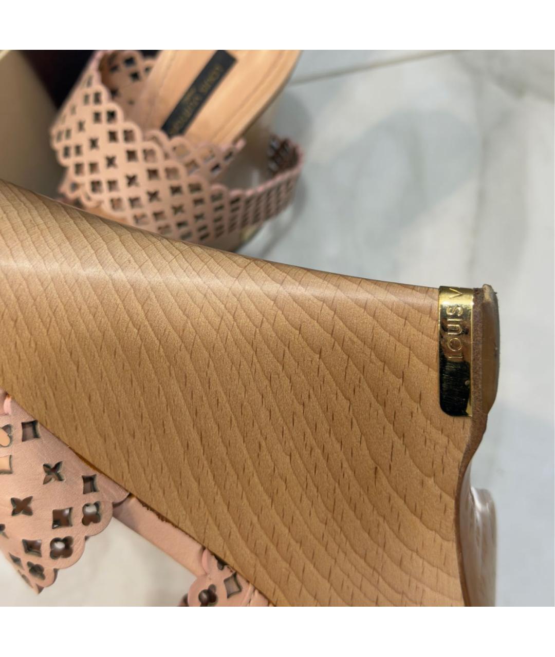 LOUIS VUITTON Розовые кожаные босоножки, фото 4