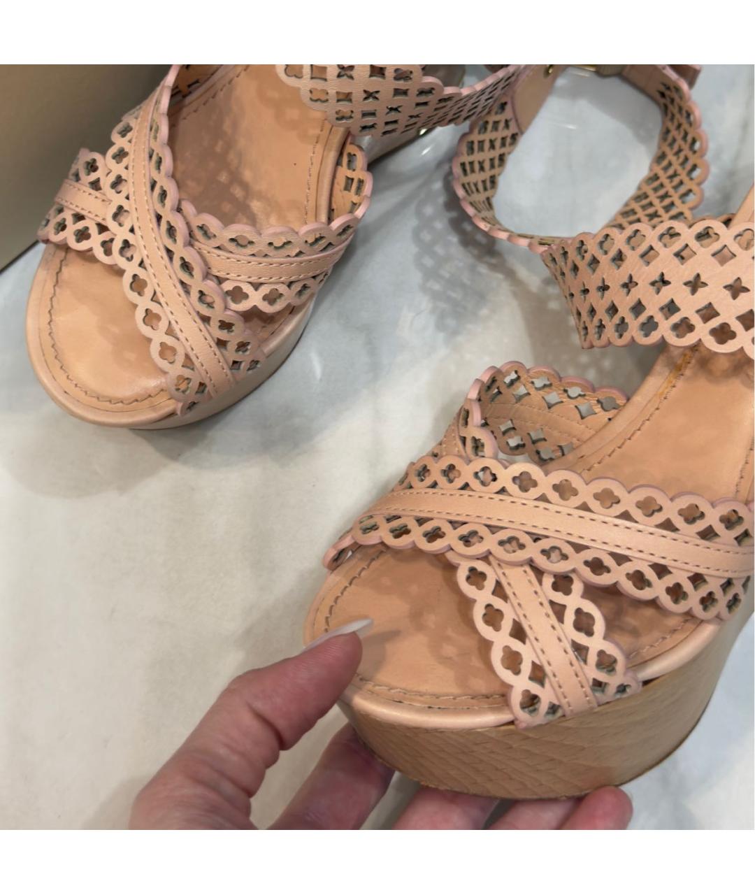 LOUIS VUITTON Розовые кожаные босоножки, фото 3