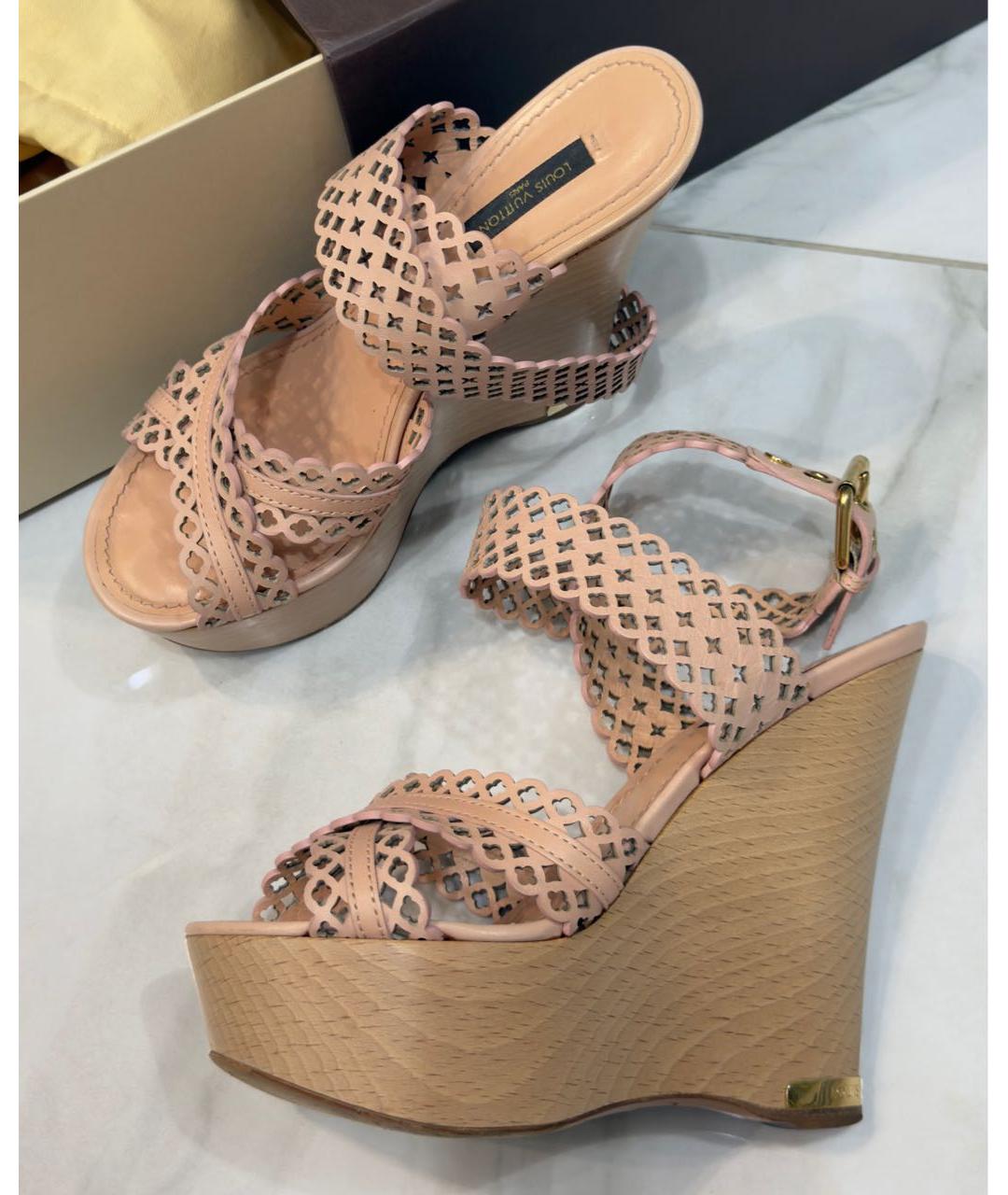 LOUIS VUITTON Розовые кожаные босоножки, фото 2