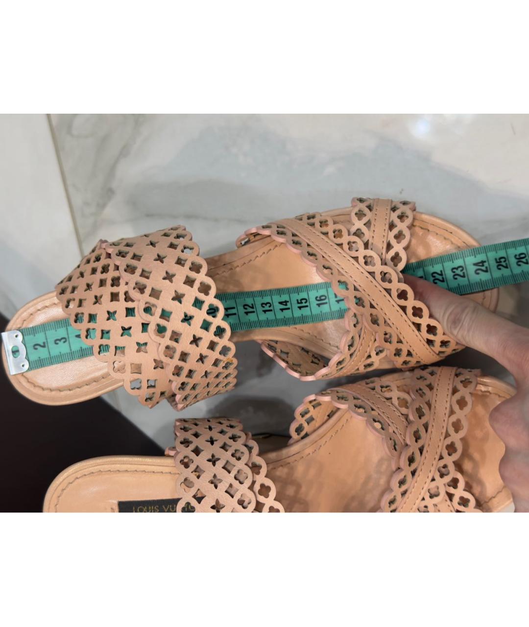 LOUIS VUITTON Розовые кожаные босоножки, фото 7