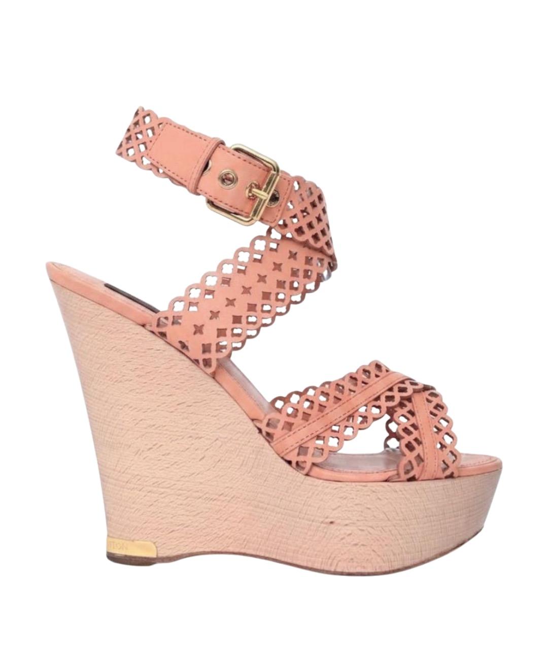 LOUIS VUITTON Розовые кожаные босоножки, фото 1